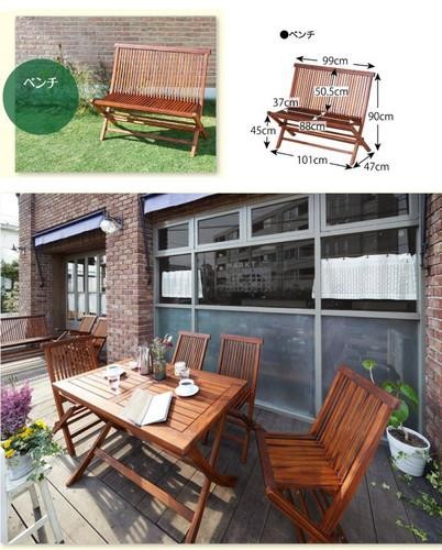 ヴィンテージ 完成品 アジアン おしゃれ 2p 木製 チェア 長椅子 バルコニー 背もたれ レトロ ベンチ 屋外 ベンチ バリ風 椅子 折りたたみ 板座 ガーデン テラス ガーデン おしゃれ カフェ チェア 庭 チーク