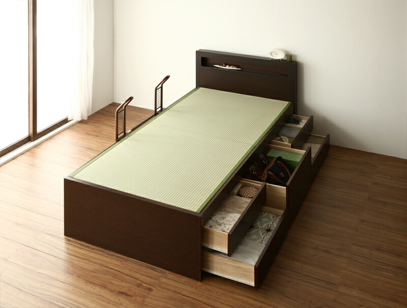 史上最も激安 楽天市場 ベッド シングル チェストベッド ミドル ベッド下収納 引き出し付き 大容量 宮付き ヘッドボード 枕元 棚 携帯 スマホ ティッシュ メガネ リモコン ラック コンセント 充電 畳 布団対応 おしゃれ モダン メンズ アジアン 土台 箱型 国産畳