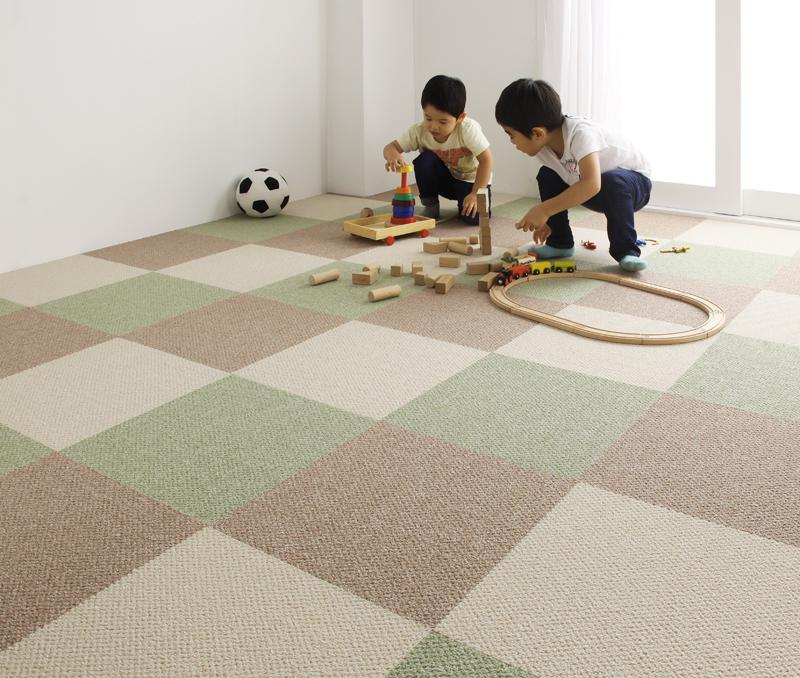 メール便全国送料無料 タイルカーペット おしゃれ 安い セット 子供 ペット 犬 防音 40 40 ラグ ダイニングラグ 同色枚 パネル 2畳 ベージュ 洗える 厚手 滑り止め 驚きの安さ Delta Lux Fr