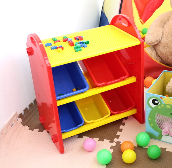 ラック ポップ カラフル かわいい 可愛い おもちゃ箱 レッド 幅55 奥行35 高さ60 愛用