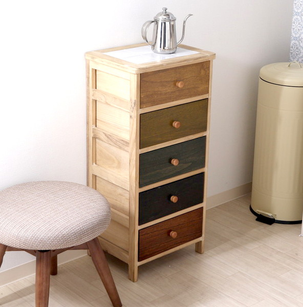 楽天市場】タンス チェスト 5段 桐製 木製 カラフル 【チェスト