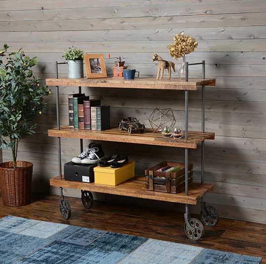 在庫あり 即出荷可 収納棚 リビング収納 整理棚 台所 キッチン 収納 ラック 棚 安い 木製 北欧 おしゃれ オープンシェルフ オープンラック 軽量 高 奥行38 幅122 約 ディスプレイ モダン レトロ ビンテージ ヴィンテージ 3段 スチール アイアン ワゴン キャスター 大
