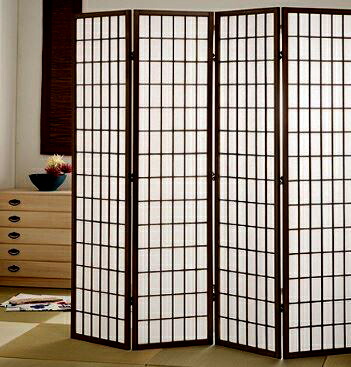 荘厳 屏風 4連 パーテーション 表裏別デザイン 仕切り 四つ折り和風アジアン kag-14371.jpg