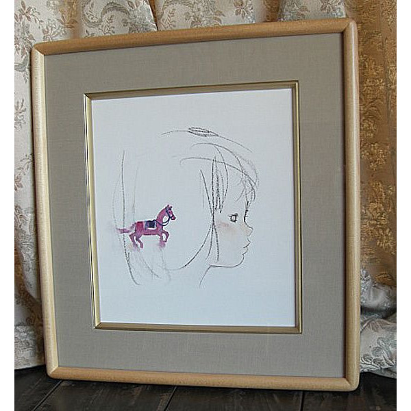 楽天市場】絵画 インテリア いわさき ちひろ・海辺を走る少女と子犬