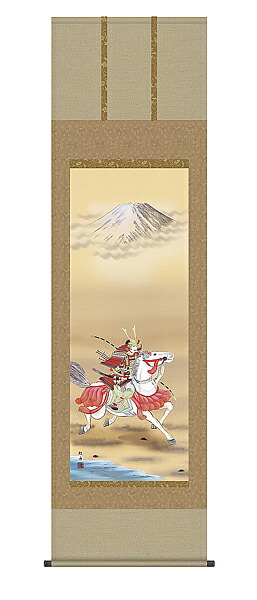 掛け軸　富峰武者／尺五　長江桂舟　掛軸　全国送料無料 【smtb-k】【ky】