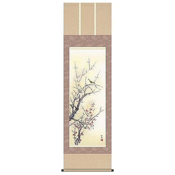 掛け軸 紅白梅に鶯 田村竹世 尺五 掛軸 全国送料無料 【smtb-k】【ky】|古都-京都 掛け軸専門店 文永堂
