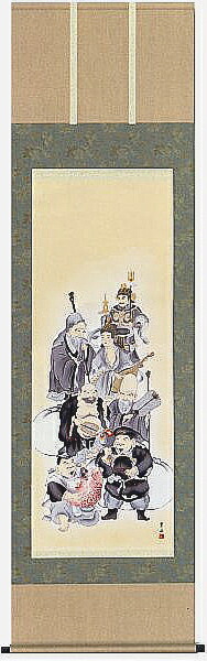 楽天市場】【送料無料】掛け軸 七福神 尺五サイズ（54.5×190センチ
