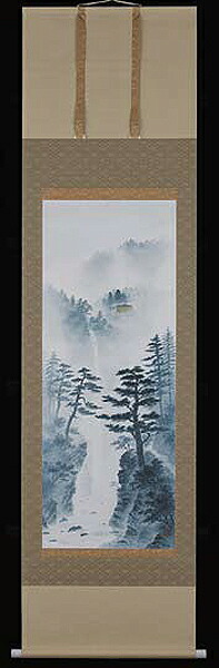 掛け軸 水墨風景 高橋健 別号：晨 芸術年鑑 号：七万九千円 尺五 掛軸 全国貨物輸送無料【smtb-k】【ky】