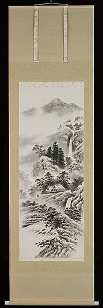 掛け軸 水墨景観 奥田吟水 芸術年鑑掲げる絵書き 尺五 掛軸 全国貨物輸送無料【smtb-k】【ky】
