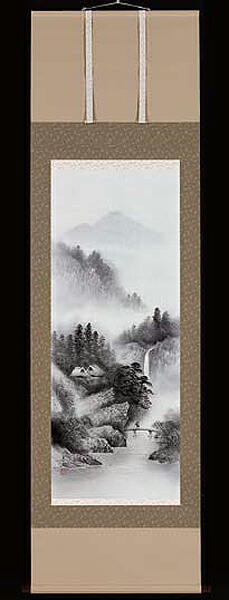 掛け軸 染めつける景観 今村景元 芸術年鑑掲げる絵描き 尺五 掛軸 全国貨物輸送無料【smtb-k】【ky】