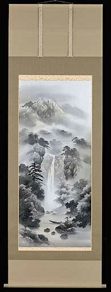 掛け軸 水墨景観 西脇紫光 芸術年鑑掲げる絵書き 尺八 掛軸 全国貨物輸送無料【smtb-k】【ky】