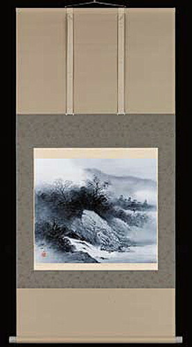 掛け軸　水墨山水　吉井大起　美術年鑑掲載作家　尺八横　掛軸　全国送料無料【smtb-k】【ky】 82,585円
