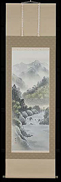 掛け軸　彩色山水　後藤桂月　美術年鑑掲載作家　尺五　掛軸　全国送料無料【smtb-k】【ky】