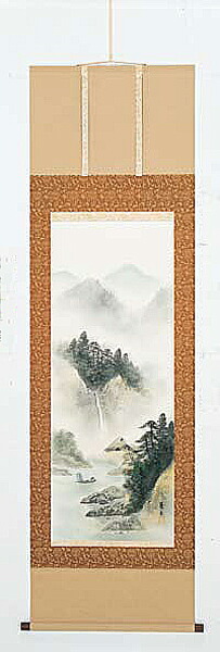 掛け軸　彩色山水　今村景元　美術年鑑掲載作家　尺五　掛軸　全国送料無料【smtb-k】【ky】