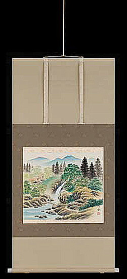 掛け軸 染めつける景観 奥田吟水 芸術年鑑掲げる絵書き 尺八横 掛軸 全国貨物輸送無料【smtb-k】【ky】