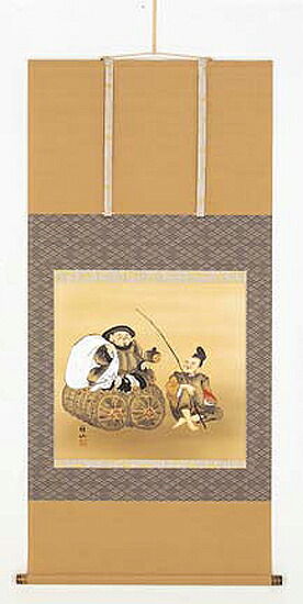 掛け軸 恵比寿大黒 加納祥仙 芸術年鑑掲げる絵書き 尺八横 掛軸 全国貨物輸送無料 【smtb-k】【ky】