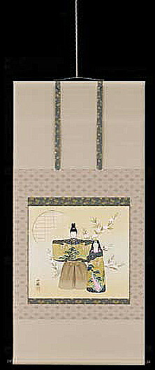 掛け軸 立雛（本金箔押） 藤吉正勝 芸術年鑑掲げる絵書き 号五万五千円 尺八横 掛軸 全国貨物輸送無料 【smtb-k】【ky】