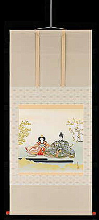 掛け軸 お雛様 小林翠月 芸術年鑑掲げる絵書き 尺八横 掛軸 全国貨物輸送無料 【smtb-k】【ky】