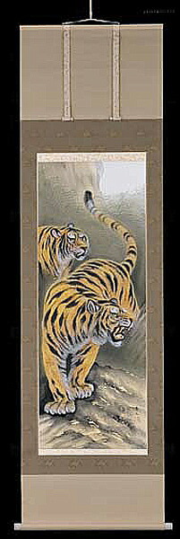 掛け軸 猛虎 戸谷秀二 芸術年鑑掲げる絵描き 尺五  掛軸 全国貨物輸送無料 【smtb-k】【ky】