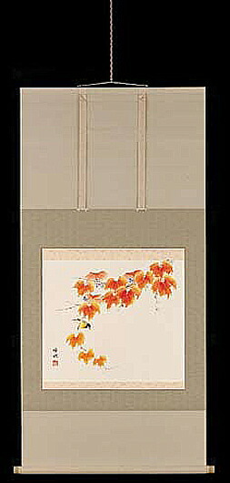 掛け軸 蔦 奥田吟水  芸術年鑑掲げる絵書き 尺八横  掛軸 全国貨物輸送無料 【smtb-k】【ky】