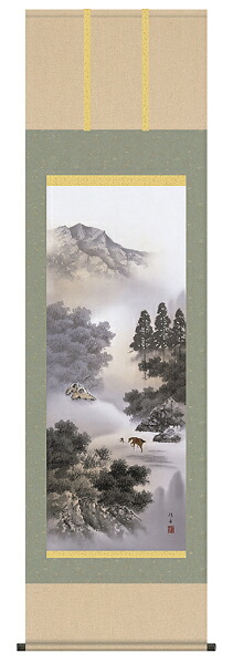 掛け軸　閑雅悠景　長江桂舟／尺五 掛軸　全国送料無料　【smtb-k】【ky】