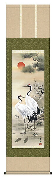 掛け軸　 戸塚翠漣　松竹梅鶴亀／掛軸  特別価格商品　送料無料