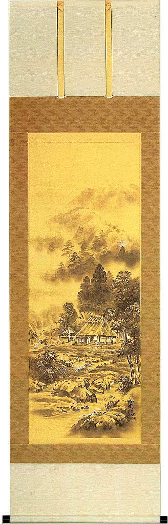 【真作】掛軸　長尾梅友　四神相応山水図　人気画家　定番作品　共箱入　N60 真作】掛軸 長尾梅友 四神相応山水図 人気画家 定番作品 共箱入 N60