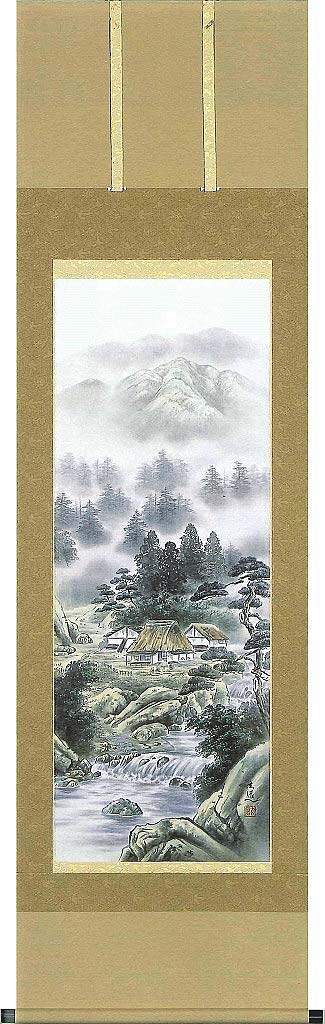 掛軸  四神似付かわしい風景 棚橋玄道 掛け軸 尺五立   全国貨物輸送無料 【smtb-k】【ky】