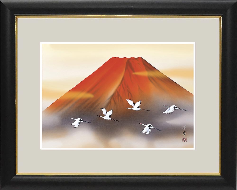 楽天市場】縁起画【赤富士飛翔/J4-C010】F6サイズ52×42cm 作家