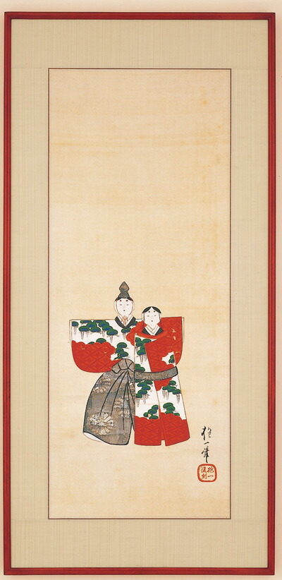 西陣織額装◎酒井抱一　紙雛図◎坂本屋謹製お雛様 楽天市場】酒井抱一 掛け軸 紙雛図 原画逸翁美術館所蔵 送料無料