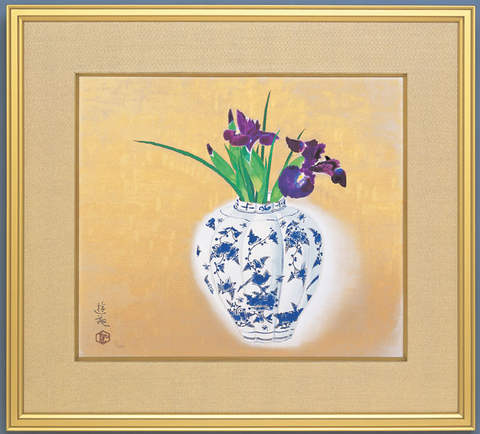 奥村土牛 「精進湖」 富嶽 風景画 複製工芸(岩絵具方式) 12号 証明シール
