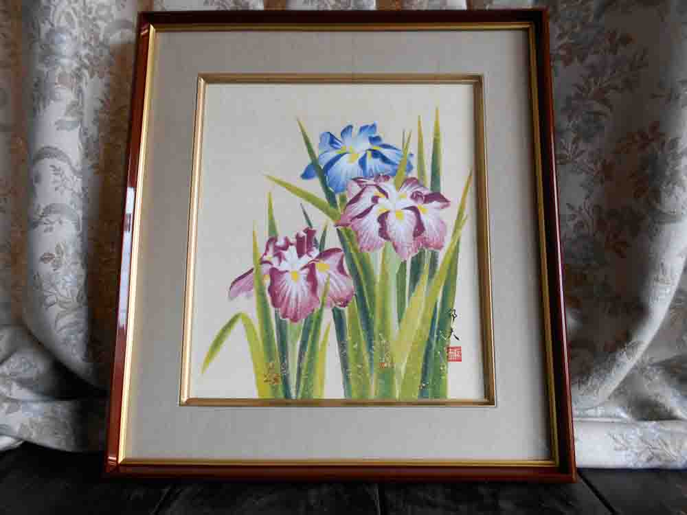 楽天市場】飯島香仙 菖蒲 日本画 肉筆 絵画 色紙 : 古都-京都 掛け軸