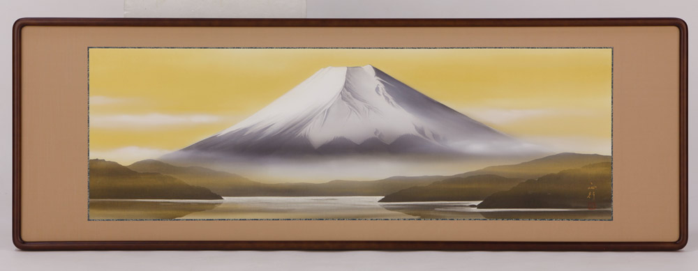 楽天市場】日本画 川島正行 赤富士 肉筆 らんま額 絵画 美術年鑑掲載