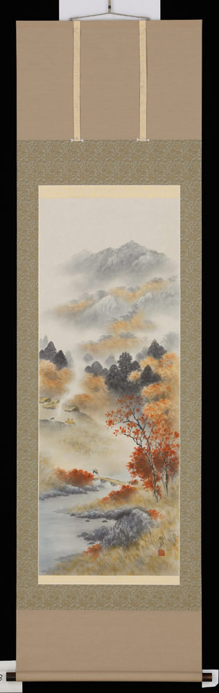 掛軸 秋色風景 倉地邦彦 号 六万七千円 尺五立 掛け軸全国貨物輸送無料 【smtb-k】【ky】