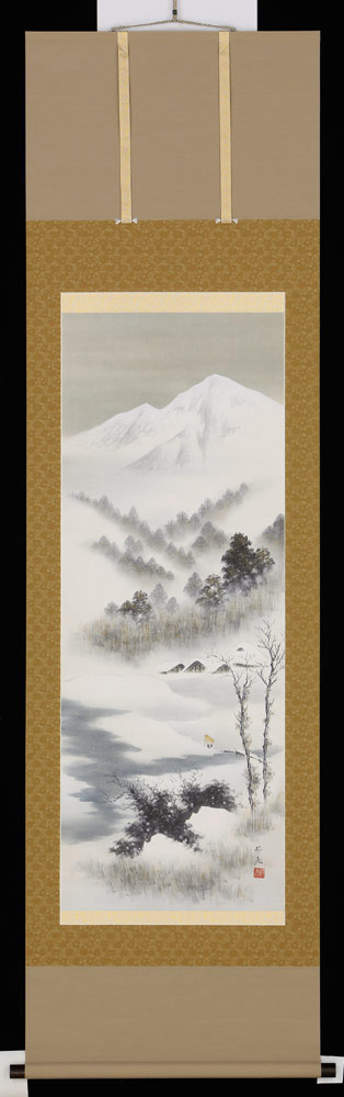 掛軸 雪嶺風景 倉地邦彦 号 六万七千円 尺五立 掛け軸 全国貨物輸送無料 【smtb-k】【ky】