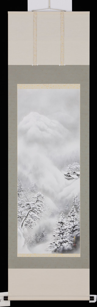 掛け軸 雪景風景 稲垣雅彦 芸術年鑑掲げる執筆者 掛軸 全国貨物輸送無料 【smtb-k】【ky】