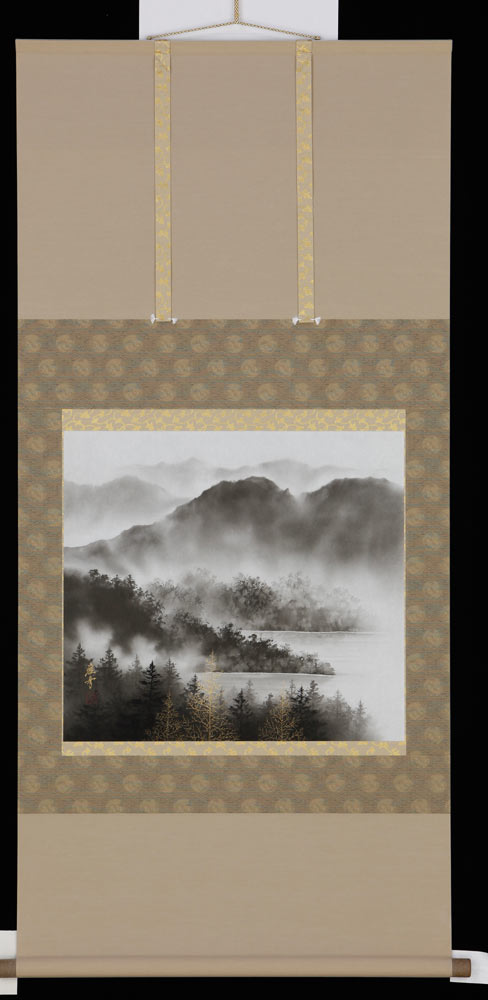 掛け軸 水墨風景 稲垣雅彦 芸術年鑑掲げる執筆者 掛軸 全国貨物輸送無料 【smtb-k】【ky】