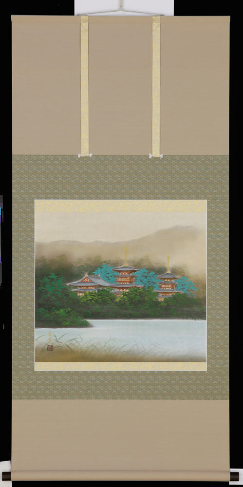 掛け軸　薬師寺　稲垣雅彦　美術年鑑掲載作家　掛軸　全国送料無料　【smtb-k】【ky】