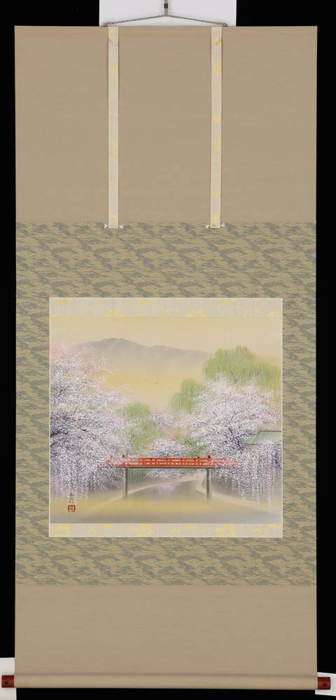 掛け軸 春の小京都 川島正行 美術年鑑掲載作家 掛軸 全国送料無料 【smtb-k】【ky】|古都-京都 掛け軸専門店 文永堂