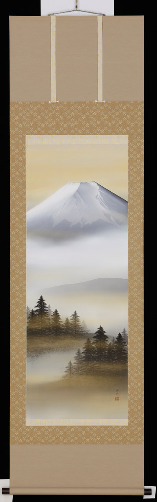 掛け軸 富士風景 川島正行 芸術年鑑掲げる執筆者 掛軸 全国貨物輸送無料 【smtb-k】【ky】