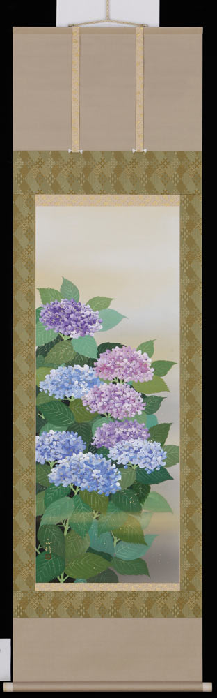 掛け軸　紫陽花　川島正行　美術年鑑掲載作家　掛軸　全国送料無料　【smtb-k】【ky】