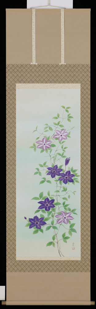 楽天市場】【値下げ】 掛軸 久芳白映『鉄線』日本画 肉筆 掛け軸 現品