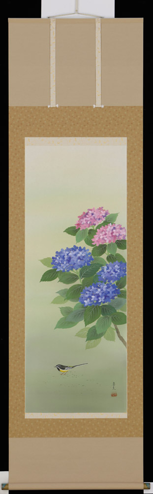 掛け軸　紫陽花　堀　高泉　美術年鑑掲載作家　掛軸　全国送料無料　【smtb-k】【ky】