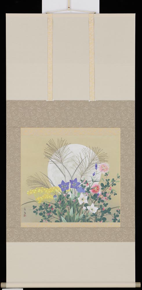 掛け軸　秋草　井上清治　美術年鑑掲載作家　掛軸　全国送料無料　【smtb-k】【ky】