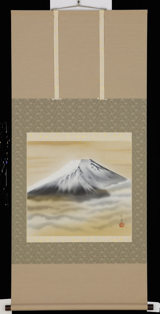 掛け軸 雲海富士 岩田東嶺 芸術年鑑掲げる絵書き 掛軸 全国貨物輸送無料 【smtb-k】【ky】