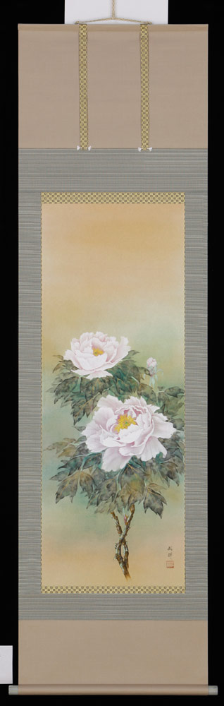 掛け軸 牡丹 河津武禅 美術年鑑掲載作家 掛軸 全国送料無料 【smtb-k】【ky】