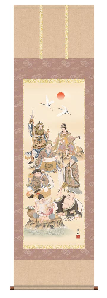 掛け軸　七福神　緒方葉水　掛軸　全国送料無料　【smtb-k】【ky】｜古都-京都　掛け軸専門店　文永堂