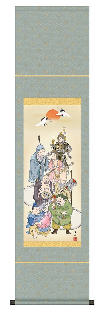 楽天市場】掛け軸 七福神 (鵜飼雄平) 送料無料 掛軸 : 掛け軸・絵画の