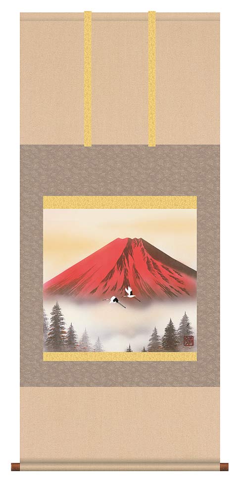 楽天市場】掛け軸 赤富士 (横山香秋) （掛軸小物なし) 送料無料