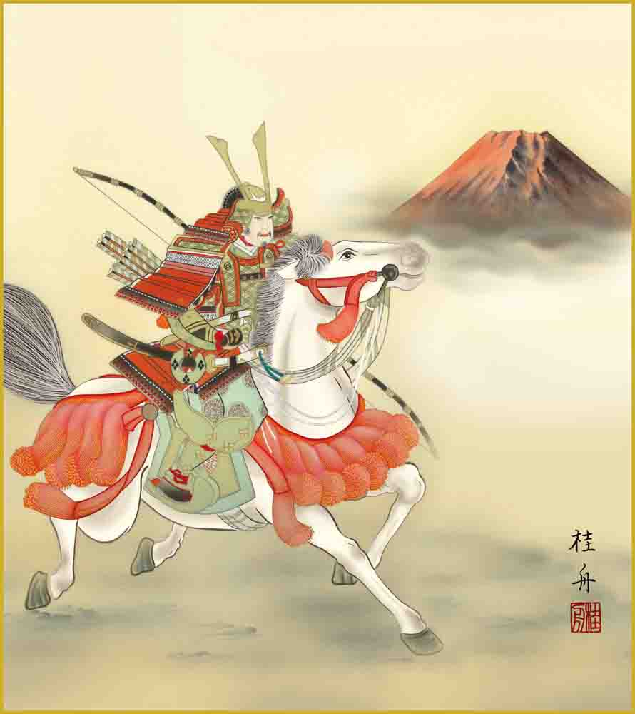 楽天市場】色紙絵 名画色紙 白馬武者 長江桂舟作 色紙スタンド付き端午